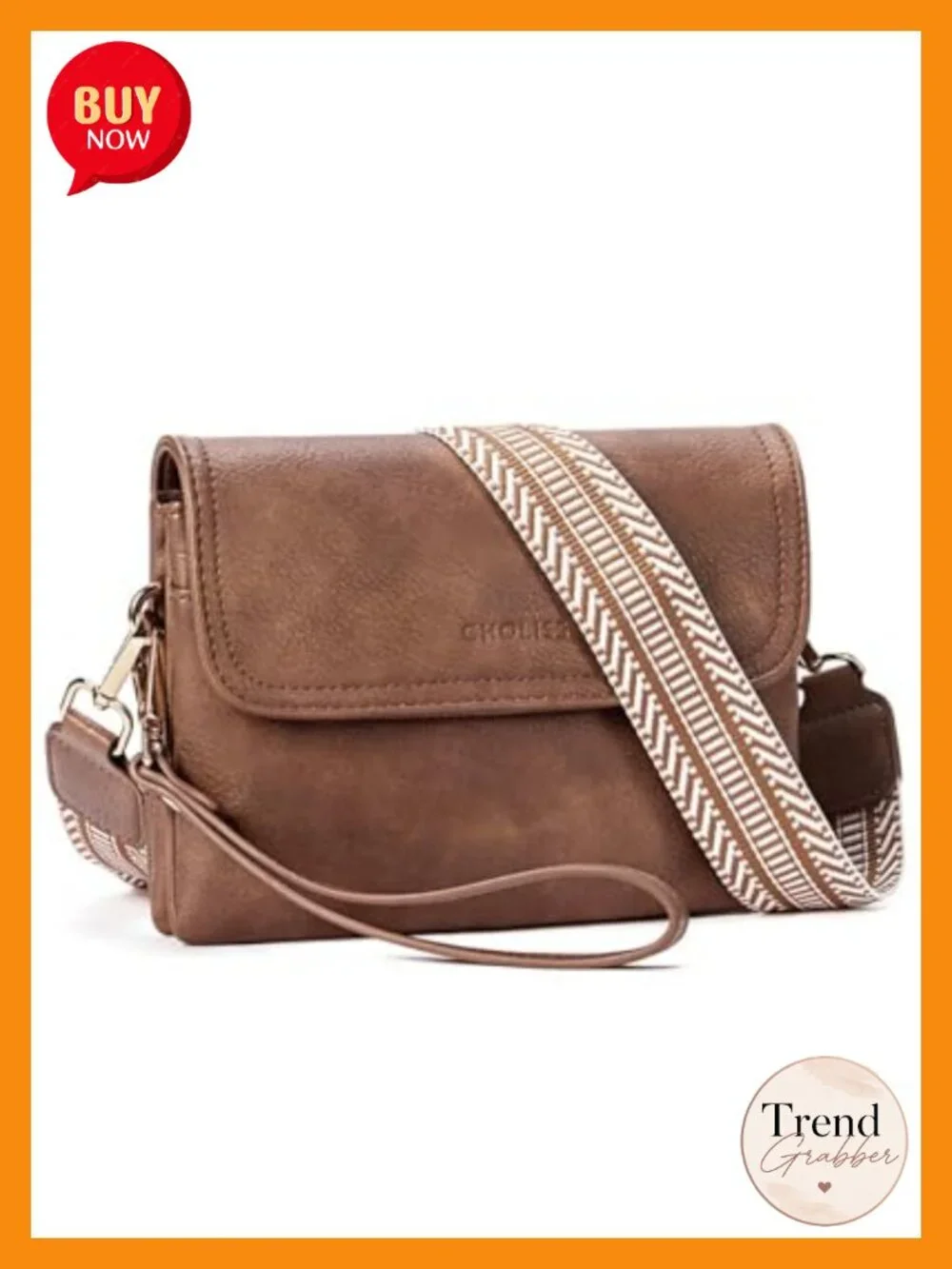 Small Vegan Leather Crossbody Bag with Adjustable Guitar Strap